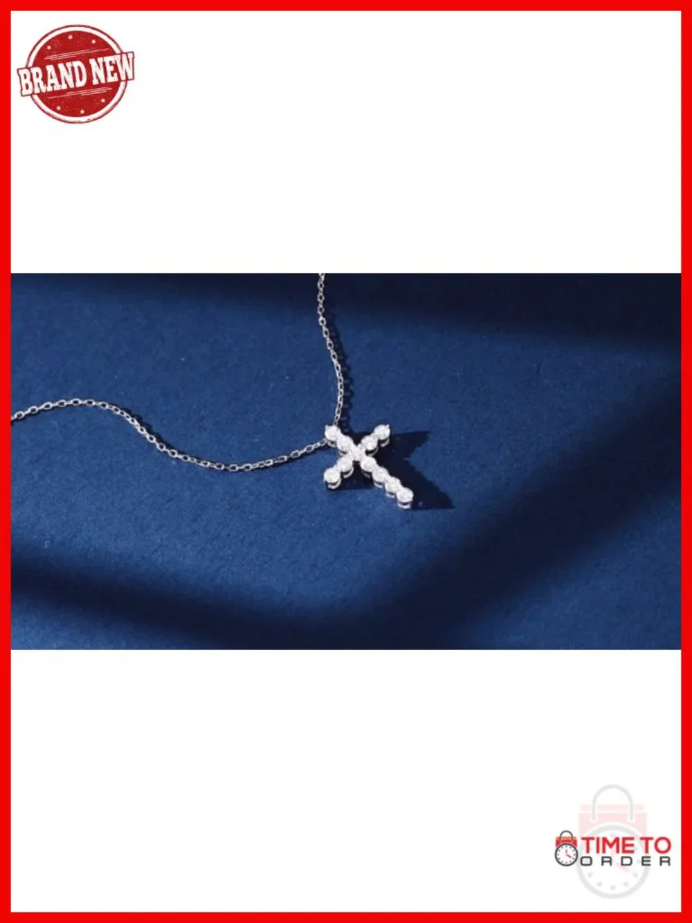 Sterling Silver Moissanite Cross Pendant Necklace Christian Gift